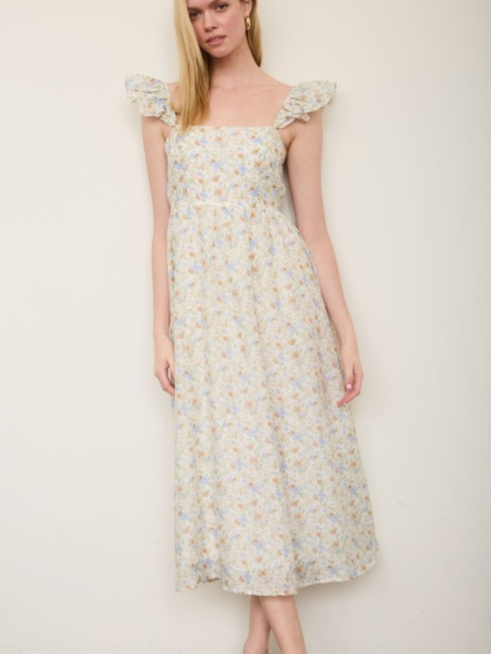 Floral Ruffle Strap Midi Dress - Picture 5 of 6